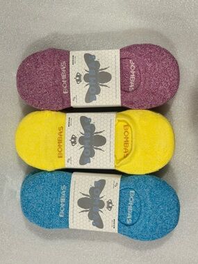Bombas Colorful No-Show Sock Trio — Pink, Yellow & Blue